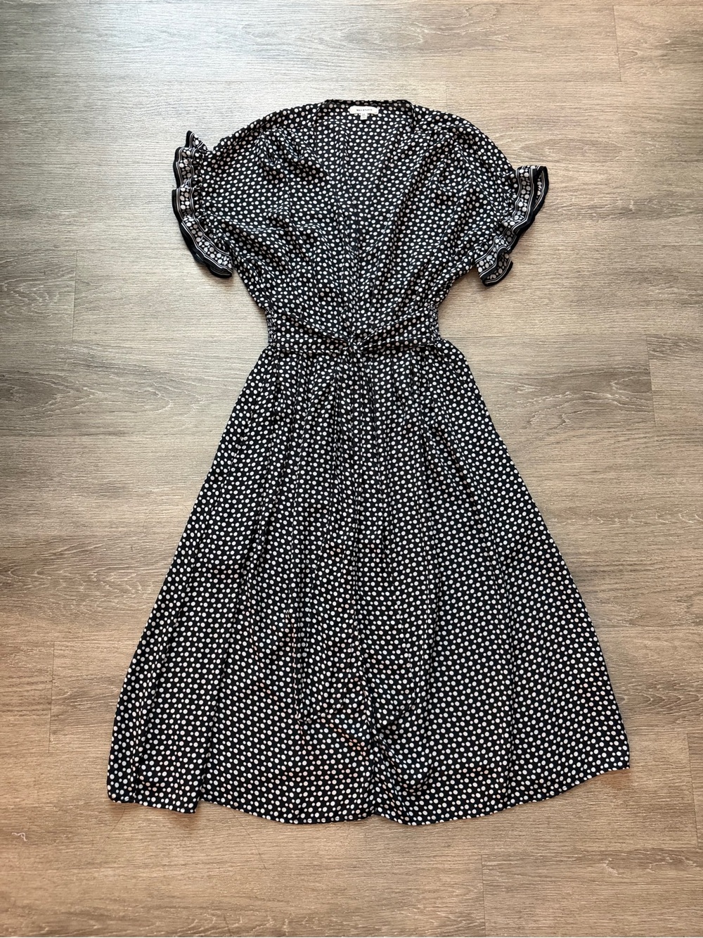 Max Studio Black and White Polka Dot Midi Dress